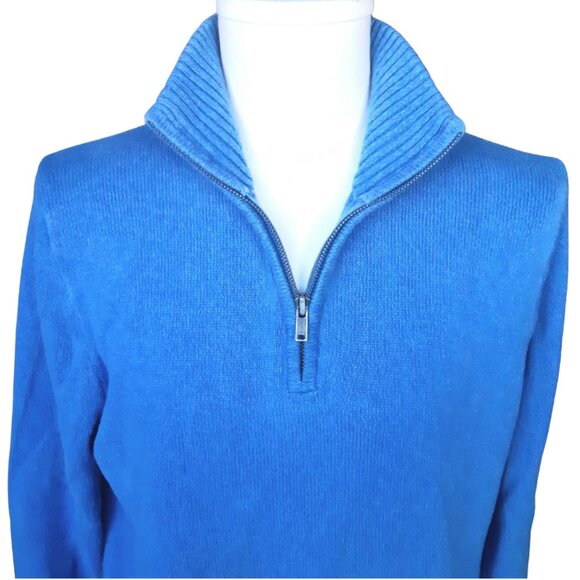 GAP SZ M Azure Blue 100% Cotton Quarter Zip Sweater - Picture 4 of 14